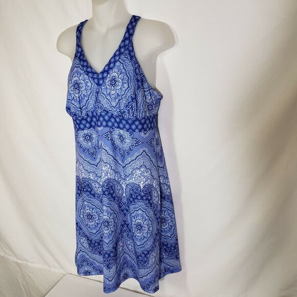 ZX Outdoor Lifestyle Dress Size Small Sport Dress V Neck Racerback Blue Paisley - Picture 5 of 8